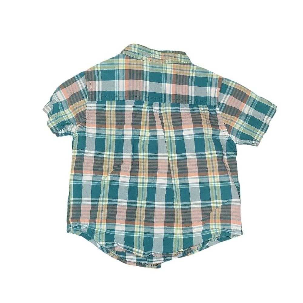 5/$25 Gymboree size 6-12 months short sleeve button down plaid shirt